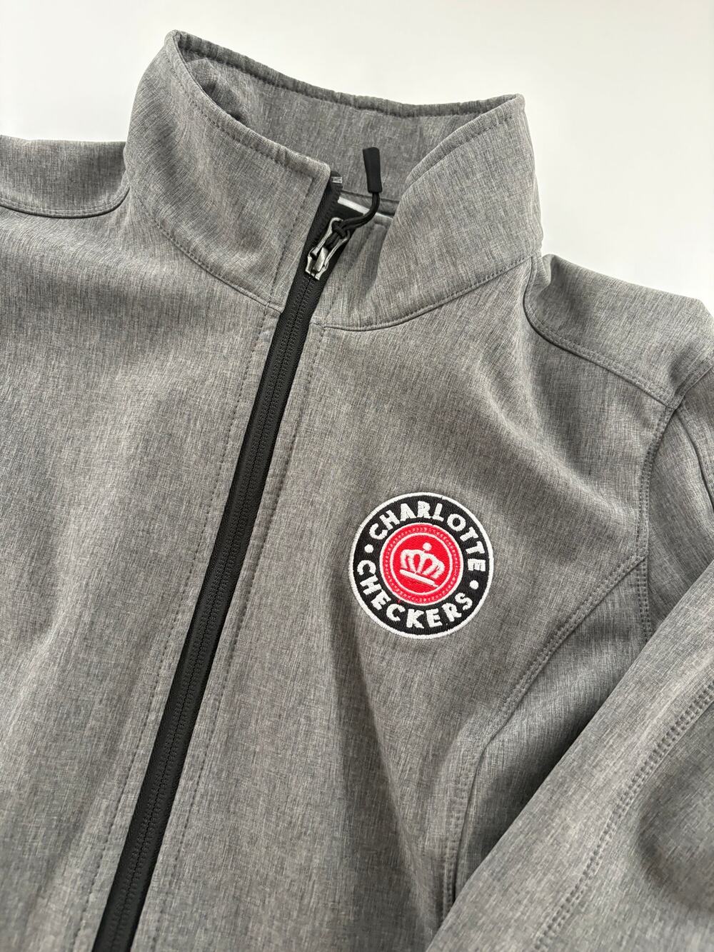 Port Authority Charlotte Checkers Soft Shell Jacket Ladies M Grey Full Zip